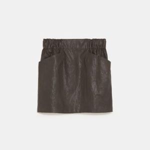 Zara Brown Leather Skirt